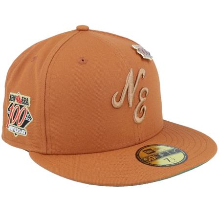 New Era - Brun fitted Kasket - New Era Script 59FIFTY Burnt Fitted @ Hatstore