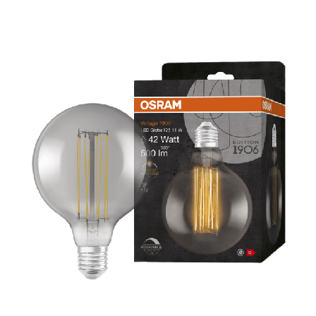 Osram Globe125 DIM Straight Smoke E27 Vintage 1906 LED-lampor & ljuskällor Grå ONESIZE