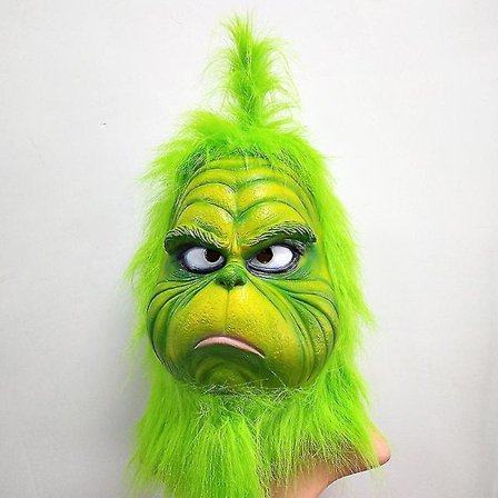 Christmas Geek Mask Jul Roliga rekvisita Prank Huvudbonader Cosplay Grönt hår Konstig Grinch Mask Kostym Mask Rekvisita 2021