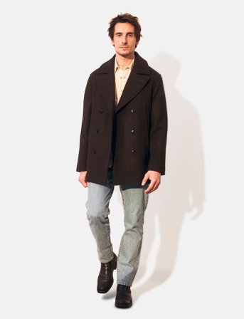 Lexington Clothing Wes Wool Peacoat - Brown - L