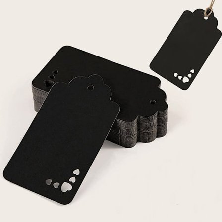 50 kappaletta kraft-paperitarroja, musta kolmireikäinen rakkaustarra, kraft-paperilaboratorio