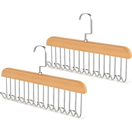 2-pak skridsikre bøjler til blazere, bh'er, bælter, med 8 kroge, træbøjler til tanktoppe