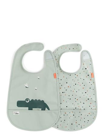 Bib W/Velcro 2-Pack Croco Home Meal Time Bibs Sleeveless Bibs Blå D By Deer