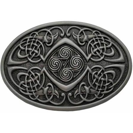 Keltisk Knuten Oval Bältespänne Grå (Storlek: 1,5 tum)
