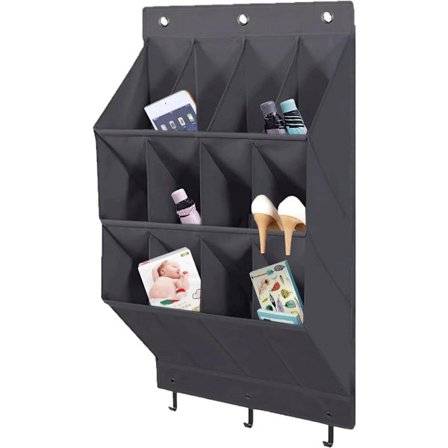 Skooppbevaring for dør - hengende skohylle - 12 dype rom - svart