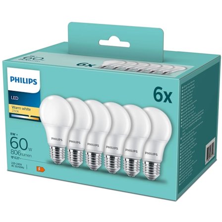 6-pack LED E27 Normal Frost 60W 806lm