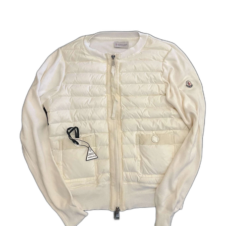 Vit quiltad cardigan jacka Moncler