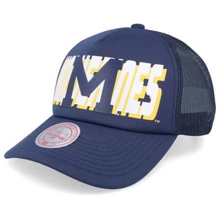 Mitchell & Ness - College Blå trucker Caps - Michigan Wolverines Billboard Navy Trucker @ Hatstore