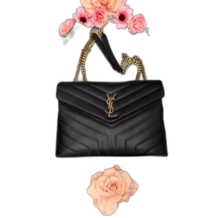Svart quiltad YSL axelväska i skinn