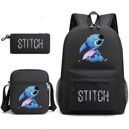 Lilo & Stitch Ryggsekk Sett skolesekk. . - Perfekt svart