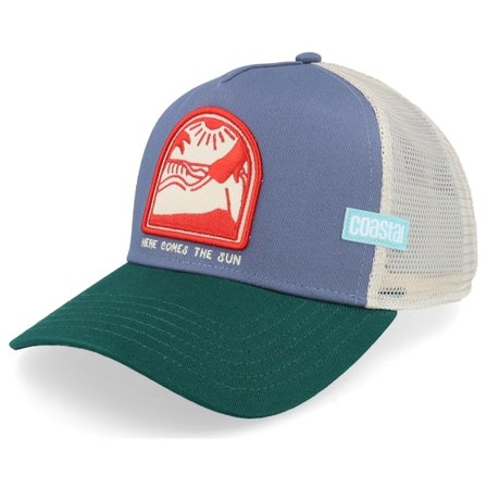 Coastal - Blå trucker Caps - Hft Comes The Sun Beige/Bluegrey/Green A-Frame Trucker @ Hatstore