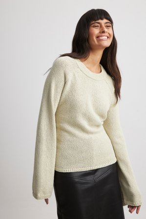 Paola Cossentino x NA-KD Pull en maille à laçage et dos ouvert - Pulls en maille - Crème - XXL