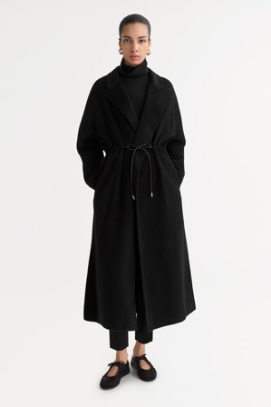 Soft Goat - Drawstring coat - Cashmere jacket - L - Black