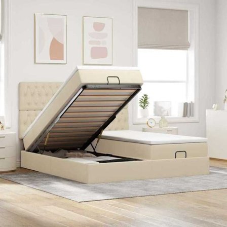 Maison Exclusive - Ottoman sengestel med creme madras 160x200 cm stof