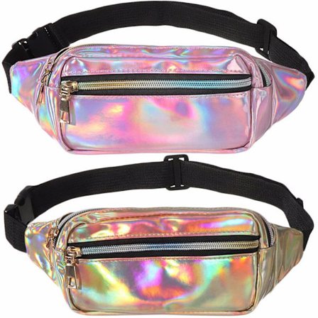 2ST Nya holografiska midjeväskor med laser GULD&ROSA - spot sales