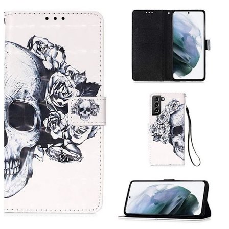 Lompakkokotelo Samsung Galaxy S22 - Pääkallo / Ruutu