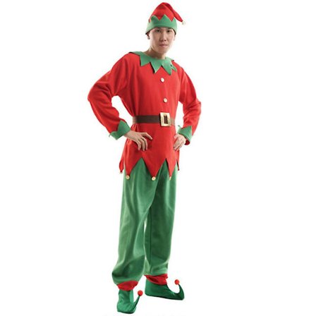 Jultomte Elf Kostym Fancy Dress Up Xmas Party Cosplay Performance Outfit För Kvinnor Män Pojkar Flickor