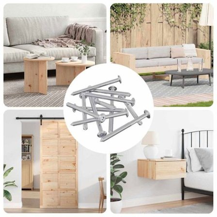 Collier - brud - fixering Vidaxl Skruvar för möbler 12 stk Silver M6 x 70 mm Stål