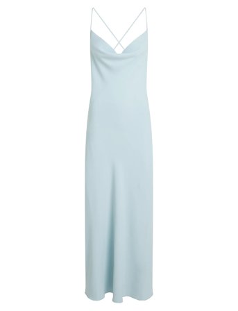 Crepe Low Back Drape Dress Blue Calvin Klein