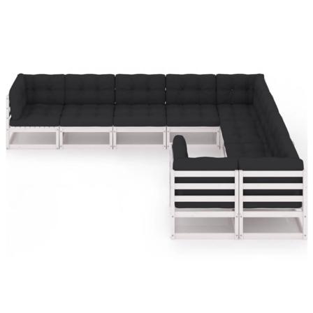 Vidaxl Loungegrupp Med Dynor 9 Delar Vit Massiv Furu Vit