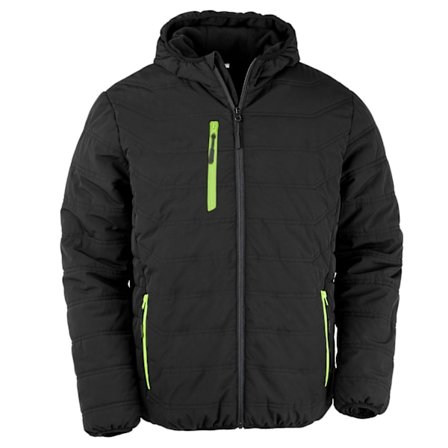 Result Genuine Recycled Mens Compass Padded Jacket XXL Svart/Lime