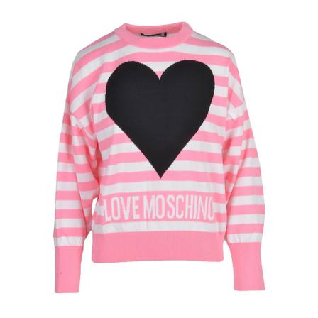 Love Moschino Round-neck Strik Hvid, Dame
