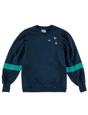 Flying Birds Puff Sleeves Sweatshirt Sweat-shirt Tröja Blå Bobo Choses