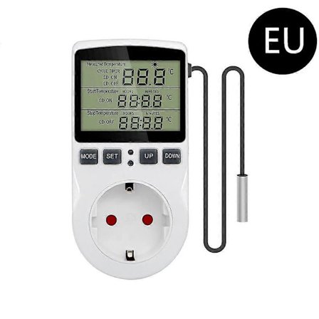 Digital Temperaturregulator Strømstik EU Stik Termostat Med Timer Switch Sensor Probe Opvarmning Køling[D]