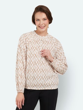 BRANDTEX - Bluse - Råhvid - Elastisk Ribkant