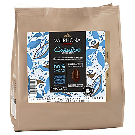 Valrhona Caraibe 66% mörk choklad, 1 kg | Matlagning > Skafferiet > Choklad > Choklad | Bagaren och Kocken