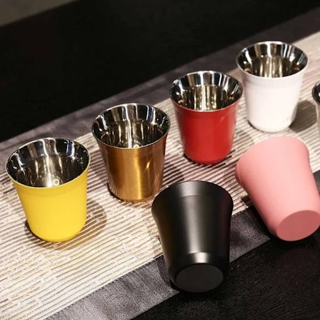 160ML 304 Espresso Mugs Stainless Steel Coffee Milk Water Drink Breakfast Cups Insulated Double Wall Dishwasher Safe Texture