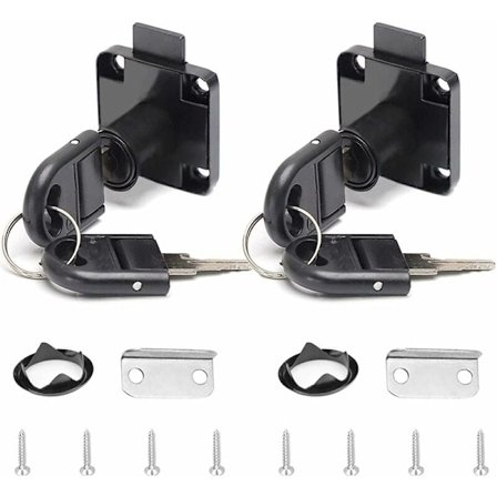 Pieces Svart Skrivbordslås Lådlås Legeringslås med 4 Nycklar Möbel Cylinderlås för Kontorsbrevlåda Låda Skåp