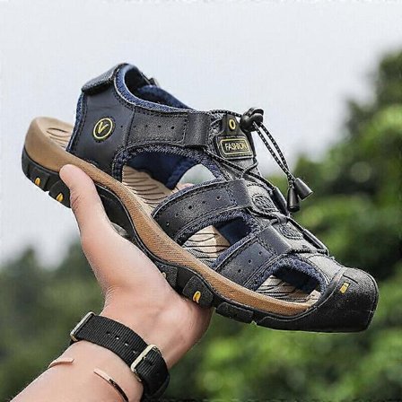 Sommer Herre Læder Sandaler Casual Slippers Strand Udendørs Vandresko Plus Størrelse