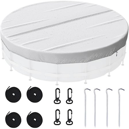 Bassengtrekk, vindtett rundt oppblåsbart bassengtrekk, støvtett vanntett bassengtrekk for familiebasseng boblebad spa oppblåsbare basseng