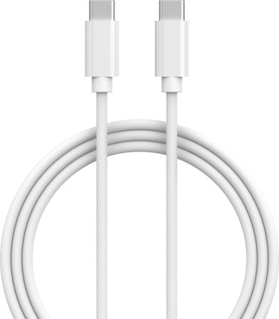 Andersson-USB-C - USB-C Braided 5A 100W White 3m-Flettet USB-C til USB-C-kabel med hurtiglading-Power-USB-C-kabler