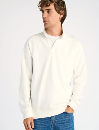 Lindbergh Jersey Split Neck W. Collar L/ - White - L