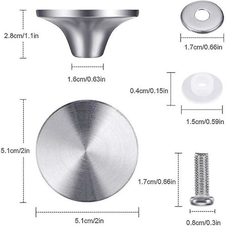 4 Set Dutch Oven Knoppar i Rostfritt Stål Ersättningsknopp Grytlockshandtag För Le Creuset, Aldi, Lodge