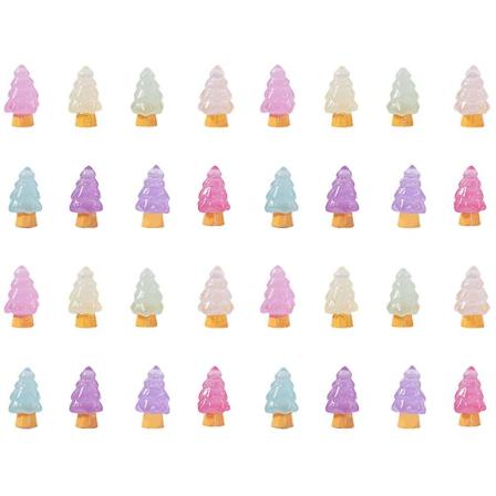 32-pakke Mini Resin Juletrær Mikro Lysende Juletrær Julepynt (2X1.1CM, som vist på bildet)