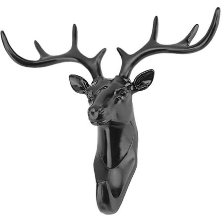 Dyr Hjortehoved Krog Hængende Hylde Vægmontering Badeværelse Køkken Hjem Kontor Opbevaringsstativ Hat Håndklæde Nøgleholder (sort)