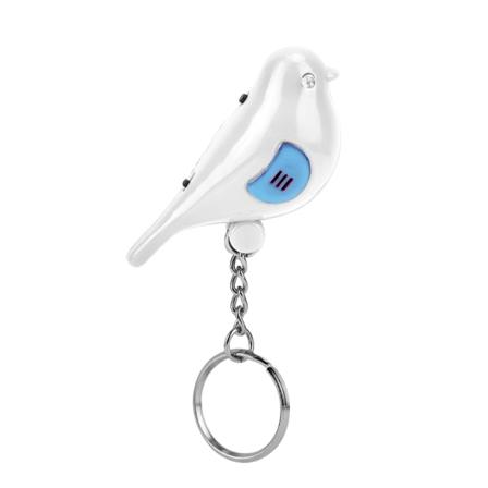 Bird LED Whistle Key Finder Intelligent stemmestyring nøglering med batteri hvid White