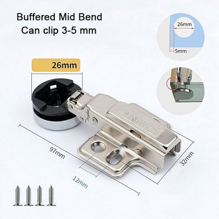 Glasdør Buffer Hængselskab Hængsel Clip STYLE 2 STYLE 2