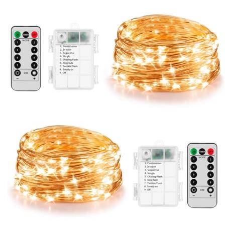 2-pack 16ft 50 LED Fe-ljus Batteridriven Jul,