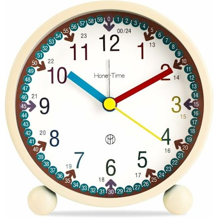 Vækkeur til børn, drenge og piger, lydløs morgenvækkeur uden tikkende lyd, originalt analogt vækkeur med lysende snooze-funktion, natbordsvækkeur