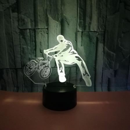 JUSTUP Cykel 3D Illusion Nattlampa 16 färger Ändra Touch Fjärrkontroll Heminredning LED Jul Födelsedagspresent för cykelälskare(Stil V)