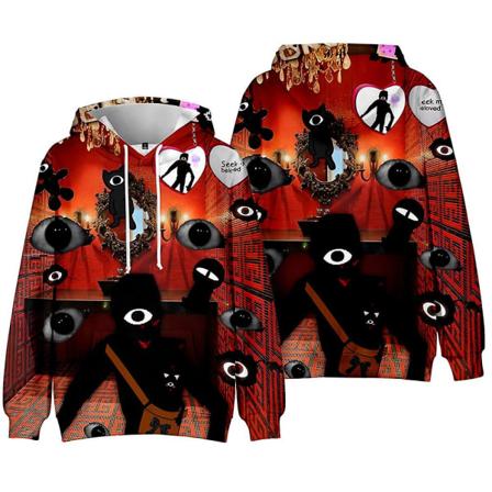 Barn Gutter Jenter Roblox Dører Uformell Snøring Hettegensere med lommer Hettegenser Sweatshirt Topper Gaver style 3 S