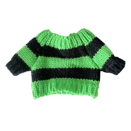 Strikket genser for bamse, komfortabel og stilig, søt julegenser for 23 cm bamse, grønn med svarte striper