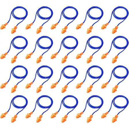 20 Par Öronproppar med Snöre Återanvändbara Silikon Öronproppar med Rep Ljudreducerande Öronproppar för Sömn Hörselskydd