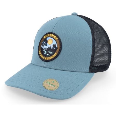 Wild Spirit - Blå trucker Keps - Outdoor Landscape Sunset Logo Navy/Black @ Hatstore
