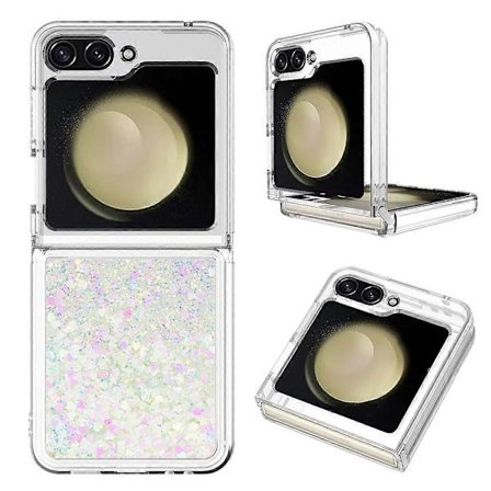 Samsung Galaxy Z Flip6 5G TPU -puhelinkotelo, jossa on nopea hiekkaliike, iskunkestävä puhelimen takakansi - laser / sydän (laser / sydän)