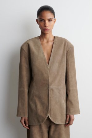 COS Women's Blazer De Ante Sin Cuello in Beige